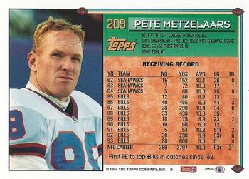 1994 Topps #209 Pete Metzelaars Back