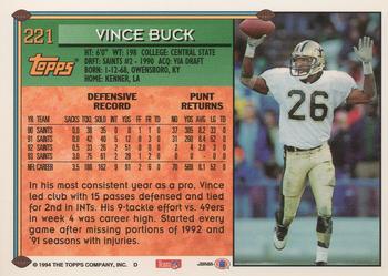 1994 Topps #221 Vince Buck Back