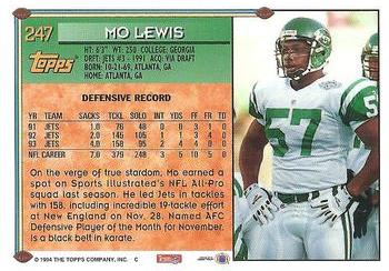 1994 Topps #247 Mo Lewis Back
