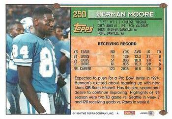 1994 Topps #259 Herman Moore Back