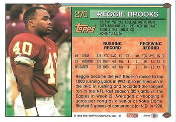 1994 Topps #270 Reggie Brooks Back