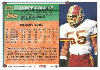 1994 Topps #299 Andre Collins Back