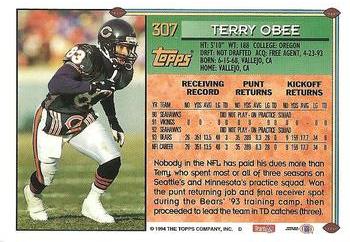 1994 Topps #307 Terry Obee Back