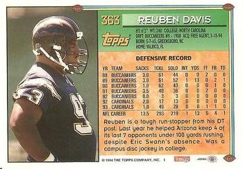 1994 Topps #363 Reuben Davis Back