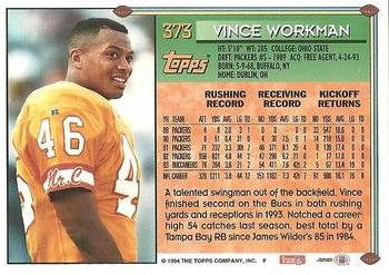 1994 Topps #373 Vince Workman Back