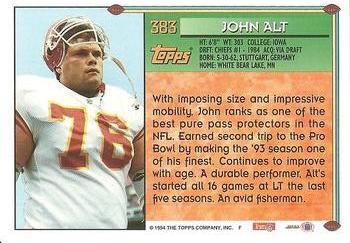 1994 Topps #383 John Alt Back