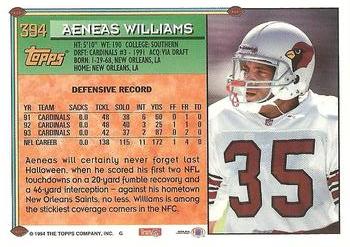 1994 Topps #394 Aeneas Williams Back