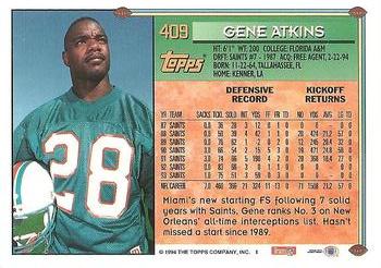 1994 Topps #409 Gene Atkins Back