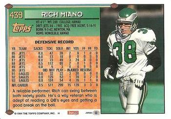 1994 Topps #439 Rich Miano Back