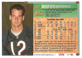1994 Topps #467 Erik Kramer Back
