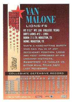 1994 Topps #492 Van Malone Back