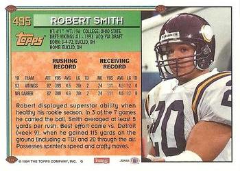 1994 Topps #495 Robert Smith Back