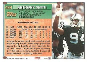 1994 Topps #499 Anthony Smith Back
