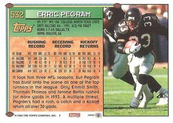 1994 Topps #532 Erric Pegram Back