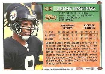 1994 Topps #608 Andre Hastings Back