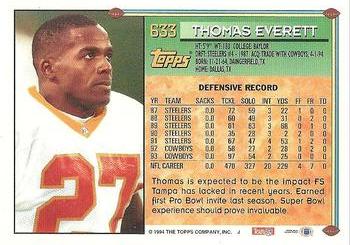 1994 Topps #633 Thomas Everett Back