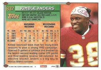 1994 Topps #637 Kimble Anders Back
