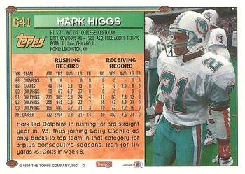 1994 Topps #641 Mark Higgs Back