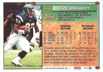 1994 Topps #648 Eric Bieniemy Back