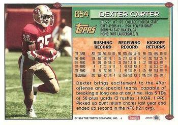 1994 Topps #654 Dexter Carter Back