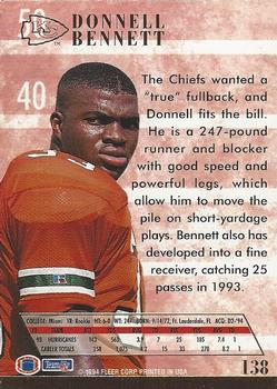 1994 Ultra #138 Donnell Bennett Back