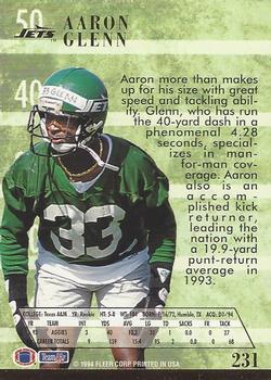 1994 Ultra #231 Aaron Glenn Back