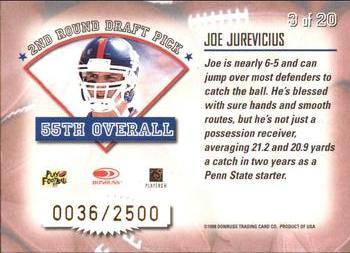 1998 Leaf Rookies & Stars - Freshman Orientation #3 Joe Jurevicius Back