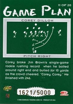 1998 Leaf Rookies & Stars - Game Plan #11 Corey Dillon Back