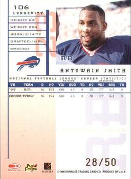 1998 Leaf Rookies & Stars - Longevity #106 Antowain Smith Back