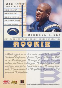 1998 Leaf Rookies & Stars - True Blue #212 Mikhael Ricks Back