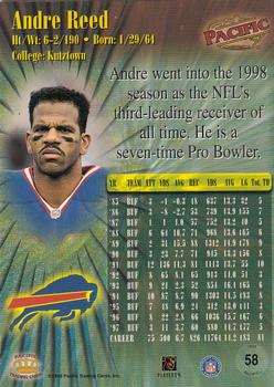 1998 Pacific - Red #58 Andre Reed Back