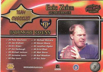 1998 Pacific - Team Checklists #3 Eric Zeier Back