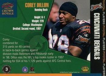1998 Pacific Crown Royale - Pivotal Players #3 Corey Dillon Back