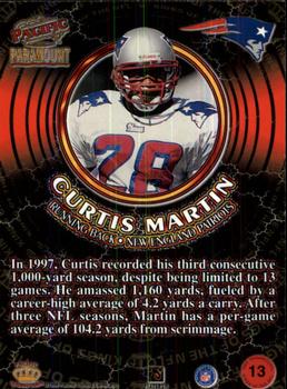 1998 Pacific Paramount - Kings of the NFL #13 Curtis Martin Back