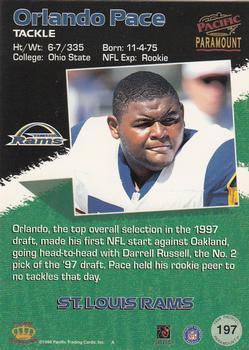 1998 Pacific Paramount - Silver #197 Orlando Pace Back