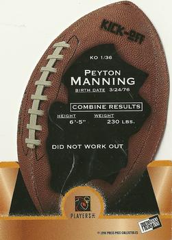 1998 Press Pass - Kick-Off #KO1 Peyton Manning Back