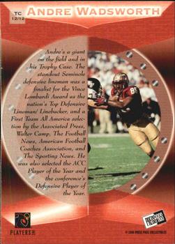 1998 Press Pass - Trophy Case #TC12 Andre Wadsworth Back
