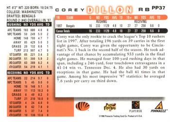1998 Score - Artist's Proofs #PP37 Corey Dillon Back