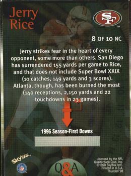 1998 SkyBox Thunder - Number Crushers #8NC Jerry Rice Back