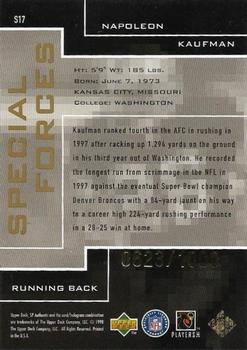 1998 SP Authentic - Special Forces #S17 Napoleon Kaufman Back