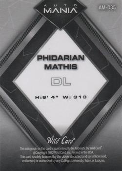 2022 Wild Card Auto Mania - Diamond Pulsar Rainbow #AM-D35 Phidarian Mathis Back