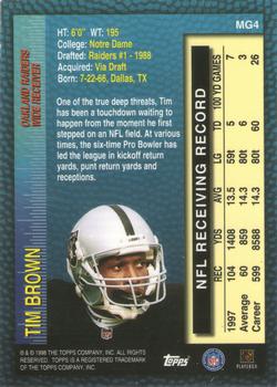 1998 Topps - Measures of Greatness #MG4 Tim Brown Back