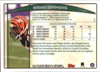 1998 Topps Season Opener #4 Brian Simmons Back