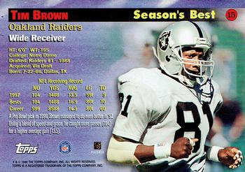 1998 Topps - Season's Best #15 Tim Brown Back