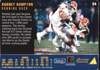 1995 Action Packed Rookies & Stars #34 Rodney Hampton Back