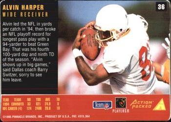 1995 Action Packed Rookies & Stars #36 Alvin Harper Back