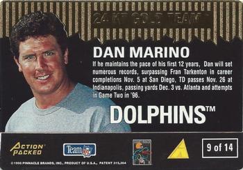 1995 Action Packed Rookies & Stars - 24K Gold #9 Dan Marino Back