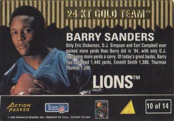 1995 Action Packed Rookies & Stars - 24K Gold #10 Barry Sanders Back