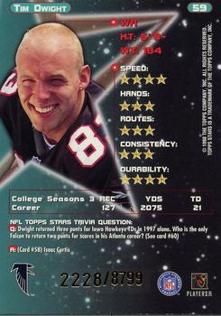 1998 Topps Stars - Bronze Star #59 Tim Dwight Back