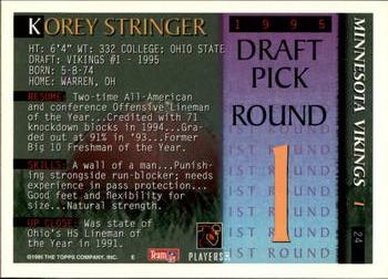 1995 Bowman #24 Korey Stringer Back